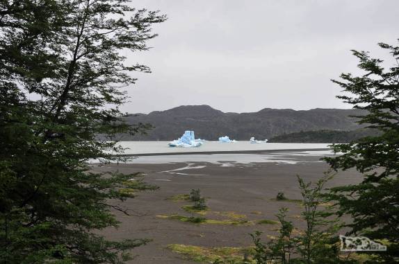 Praia do lago Grey, sempre com muitos icebergs, no parque Nacional Torres del Paine, no sul do Chile